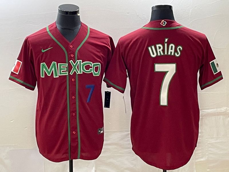 Men 2023 World Cub Mexico #7 Urias Red white Nike MLB Jersey4->more jerseys->MLB Jersey
